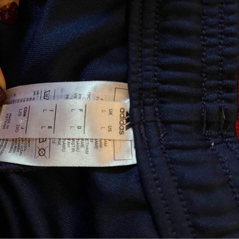 Navy blue adidas track pants size large